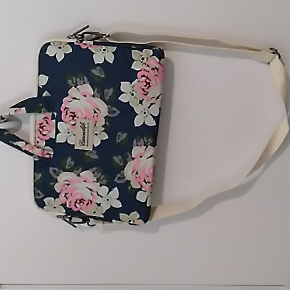 Canvaslife White Rose waterproof Patten Canvas Laptop Shoulder Messenger Bag